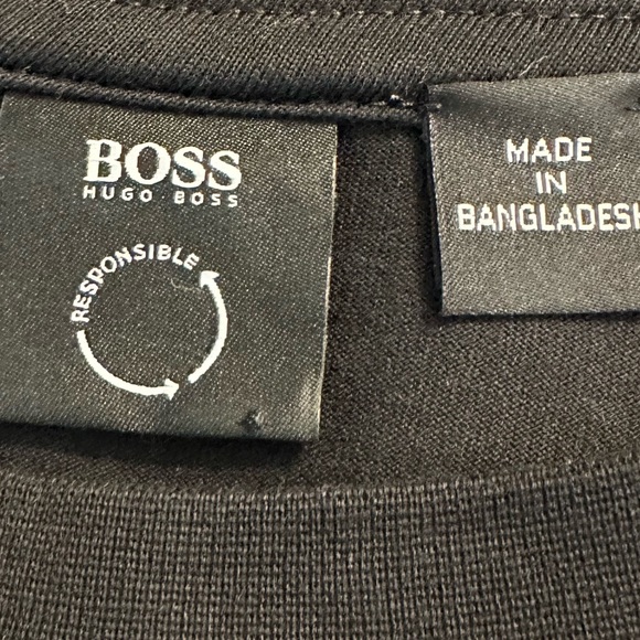 HUGO BOSS Multi Colored Logo Tee T-Shirt Short Sleeve Black Crewneck Blue Orange - Picture 5 of 11